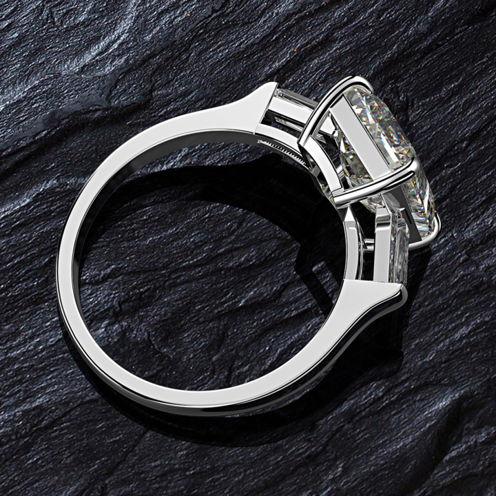 Classic Three Stone Emerald Cut Engagement Ring Shineofidamond