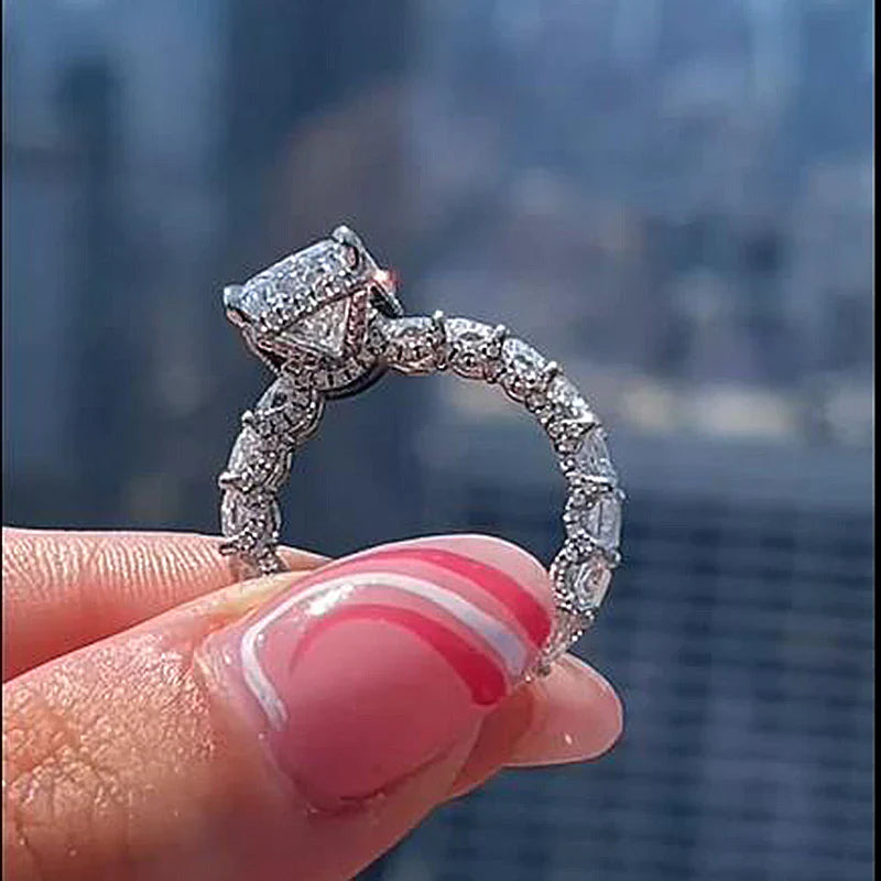 Stunning Radiant Cut Sterling Silver Engagement Ring For Her Shineofdiamond