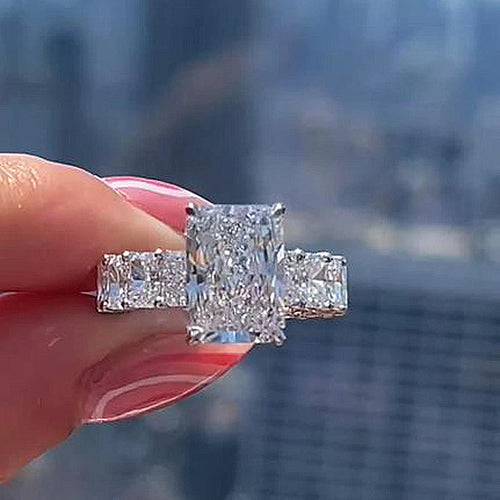Stunning Radiant Cut Sterling Silver Engagement Ring For Her Shineofdiamond