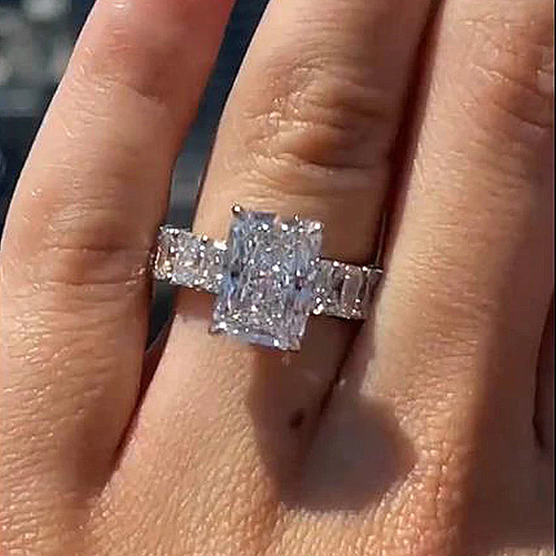 Stunning Radiant Cut Sterling Silver Engagement Ring For Her Shineofdiamond