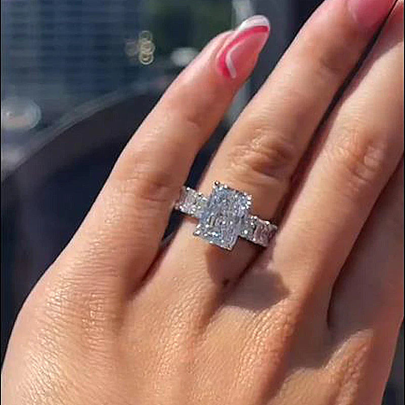 Stunning Radiant Cut Sterling Silver Engagement Ring For Her Shineofdiamond