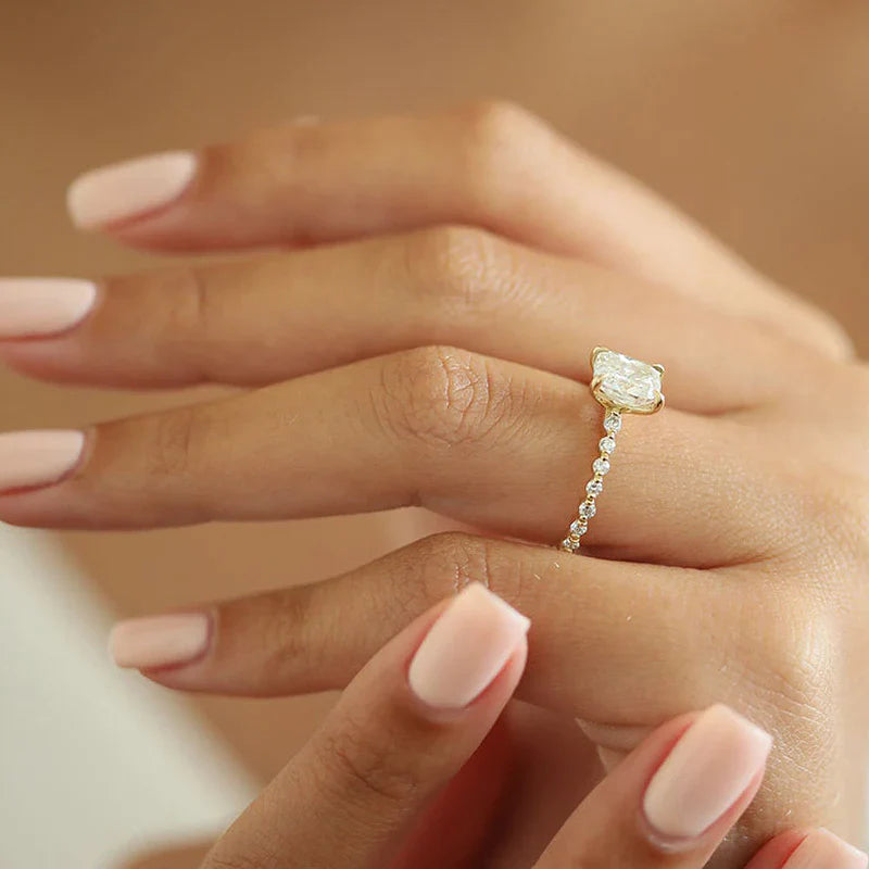 Classic Cushion Cut Sterling Silver Engagement Ring In Golden Tone shine of diamond
