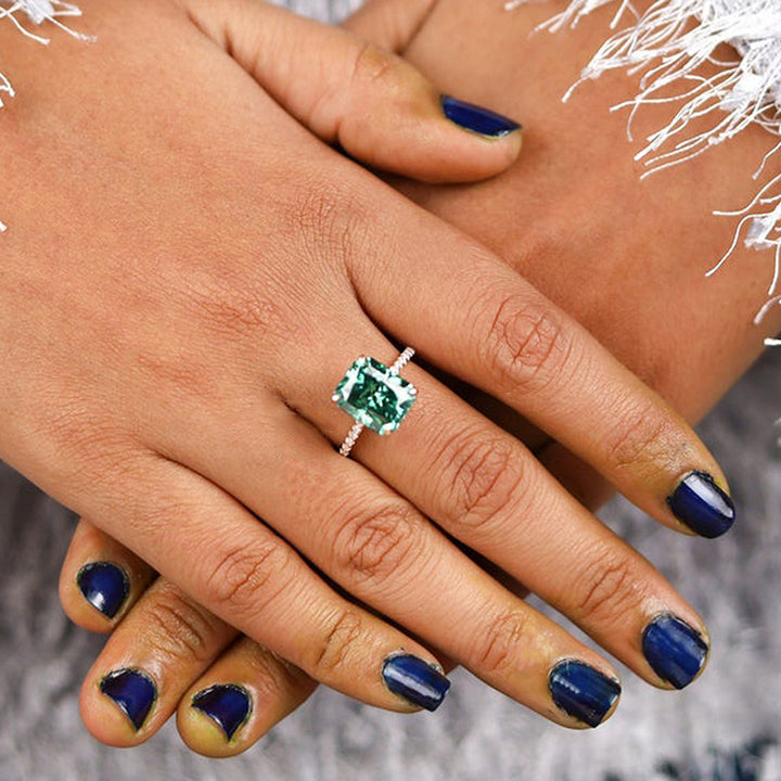 Gorgeous Radiant Cut Paraiba Tourmaline Sterling Silver Engagement Ring Shineofdiamond