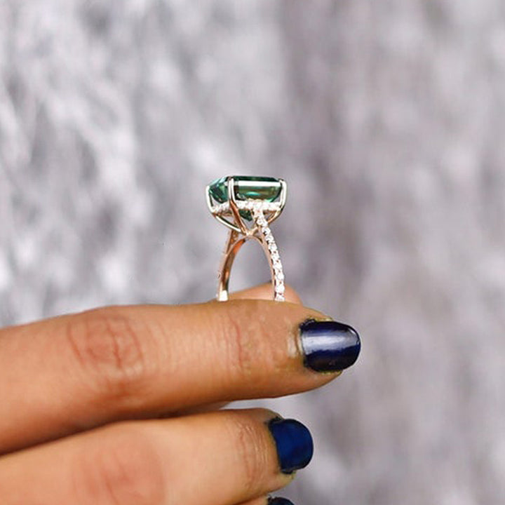 Gorgeous Radiant Cut Paraiba Tourmaline Sterling Silver Engagement Ring Shineofdiamond