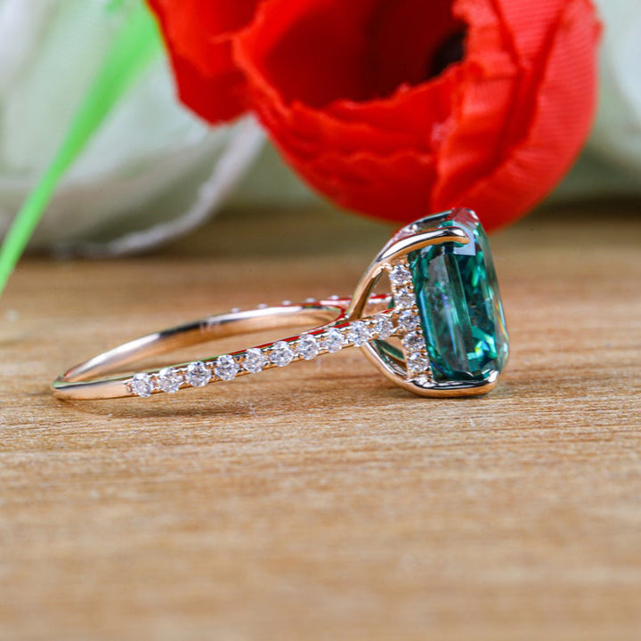 Gorgeous Radiant Cut Paraiba Tourmaline Sterling Silver Engagement Ring Shineofdiamond