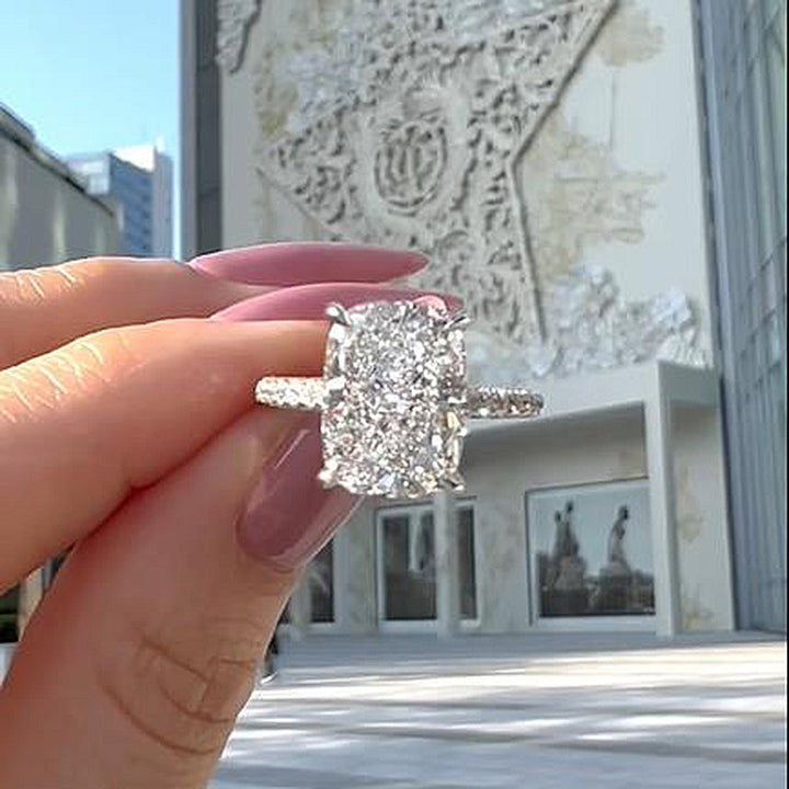 Gorgeous Cushion Cut Engagement Ring In Sterling Silver Shineofidamond