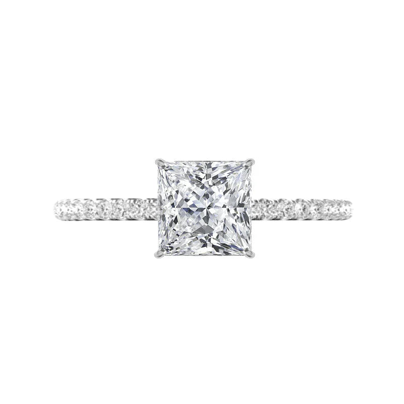 Classic Princess Cut Engagement Ring For Women In Sterling Silver Shineofdiamond