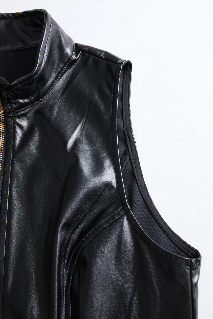 Edgy Black Zip-Front Faux Leather Bodycon - Mini Dress CAAYWORLD