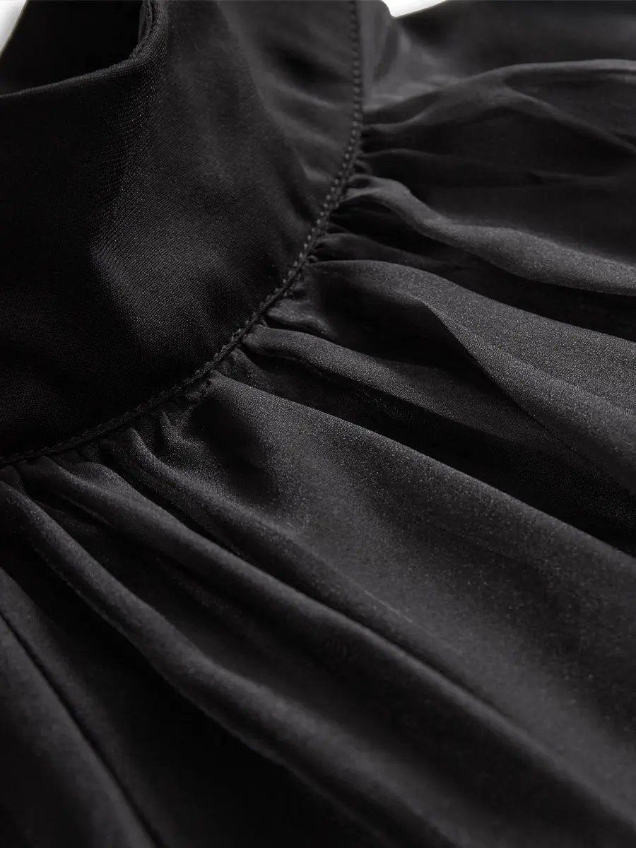 Elegant Black High-Neck Sheer Chiffon - Blouse CAAYWORLD