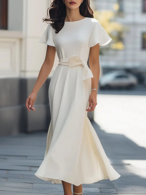 Elegant Chiffon Bow-Tie A-Line - Midi Dress CAAYWORLD