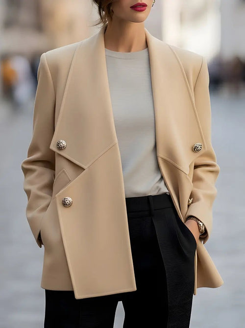 Elegant Double-Breasted with Oversized Lapel - Short Coat CAAYWORLD