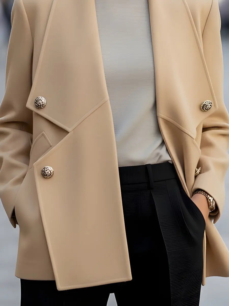 Elegant Double-Breasted with Oversized Lapel - Short Coat CAAYWORLD
