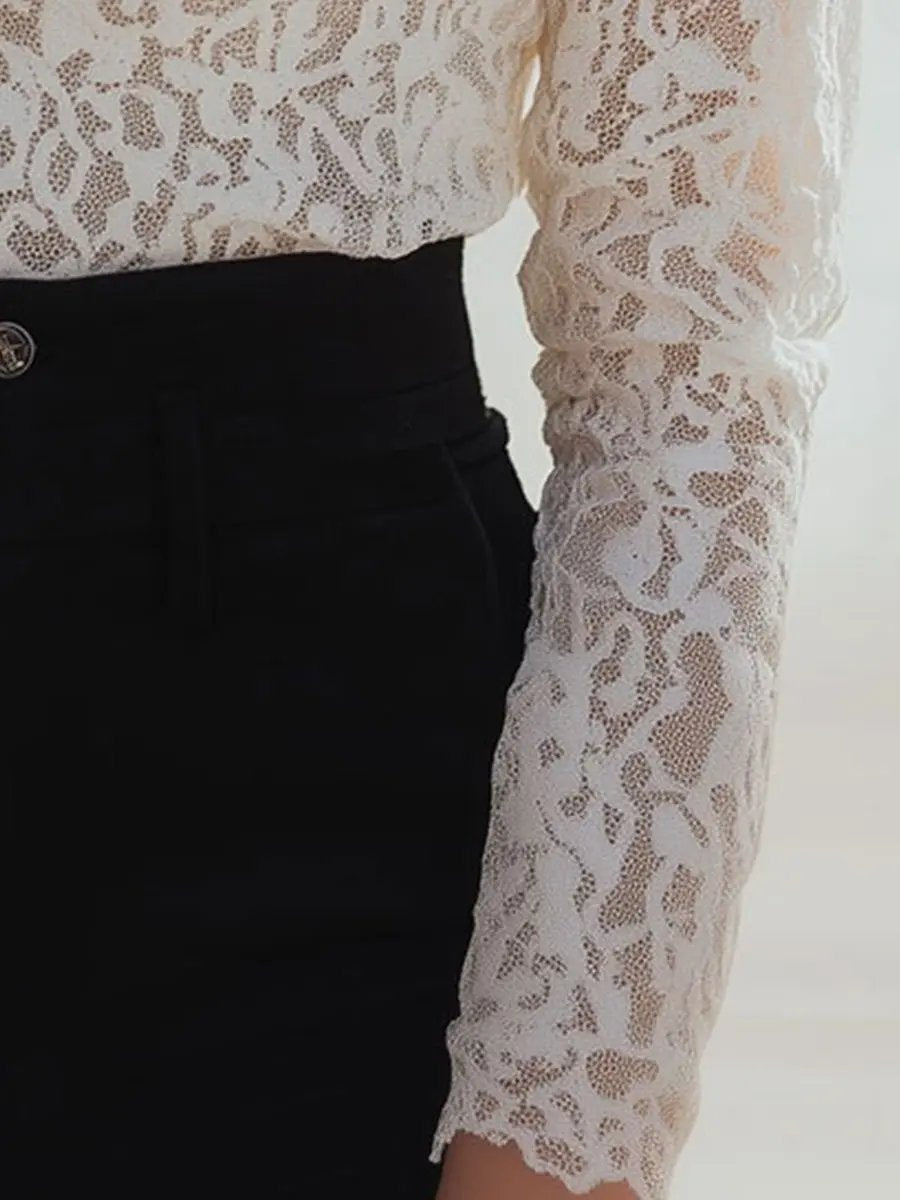 Elegant Floral Lace High-Neck - Blouse CAAYWORLD