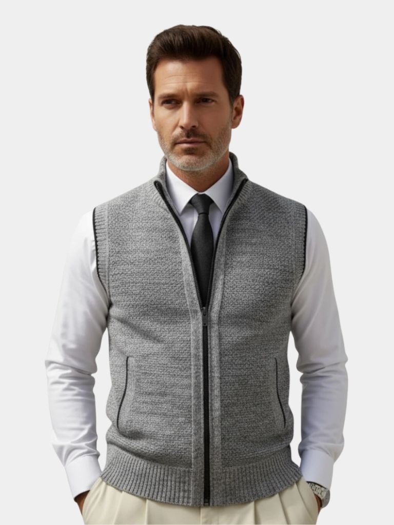 Elegant Full-Zip Sweater Vest - CAAYWORLD CAAYWORLD