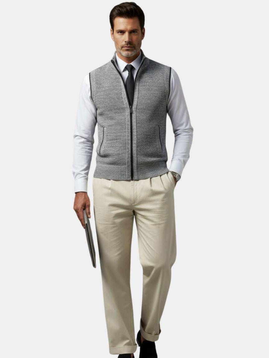 Elegant Full-Zip Sweater Vest - CAAYWORLD CAAYWORLD