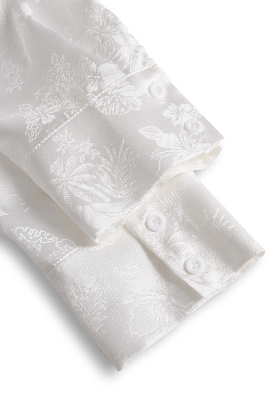 Elegant Ivory Satin Jacquard - Women's Shirt CAAYWORLD
