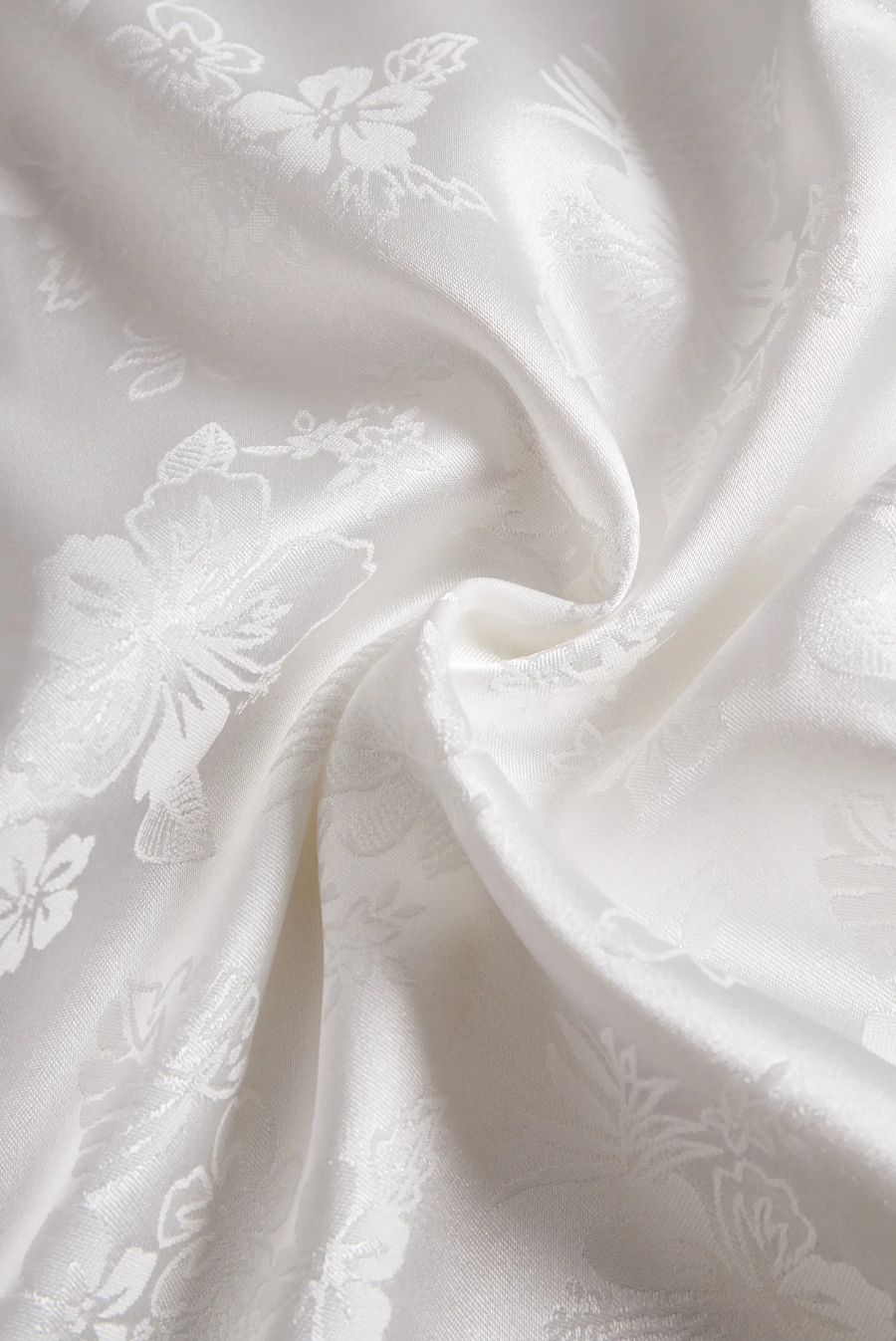 Elegant Ivory Satin Jacquard - Women's Shirt CAAYWORLD