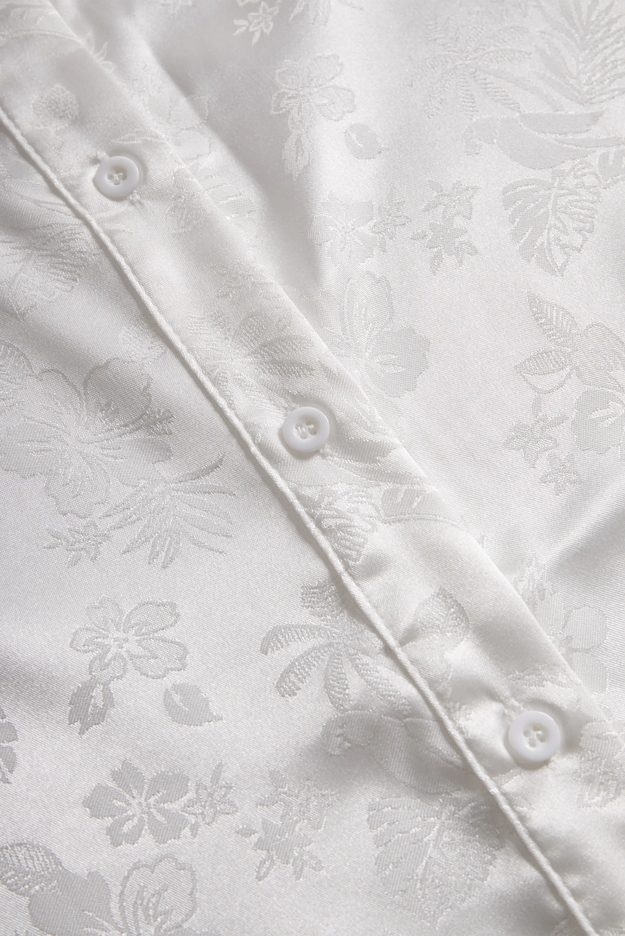 Elegant Ivory Satin Jacquard - Women's Shirt CAAYWORLD
