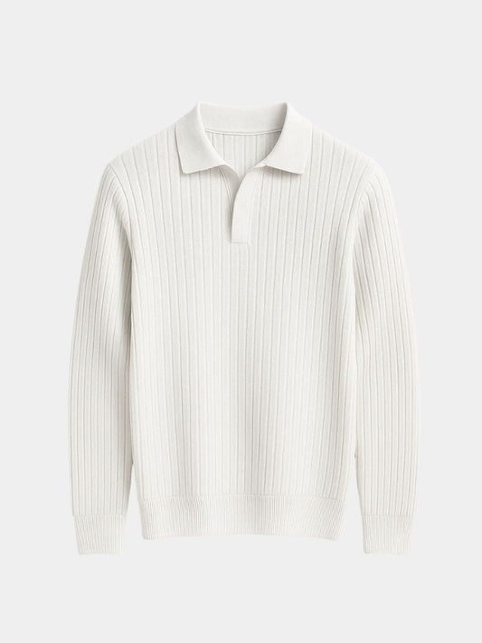 Elegant Open Collar Long Sleeve Polo - Casa  Laro CASA LARO