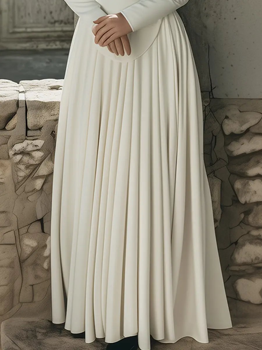 Elegant Scarf-Tie Collar Plain Maxi - Maxi Dress CAAYWORLD