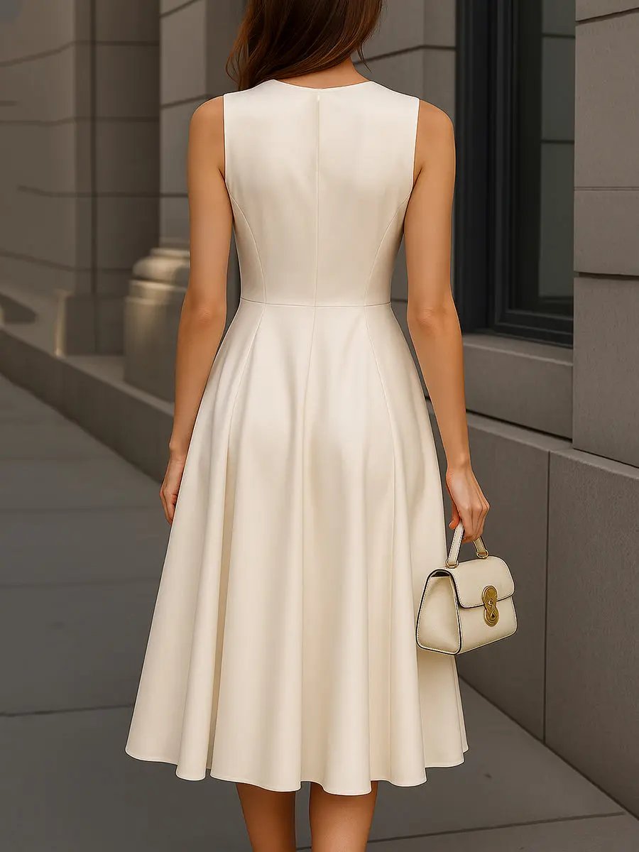Elegant Sleeveless A-Line Silhouette - Midi Dress CAAYWORLD