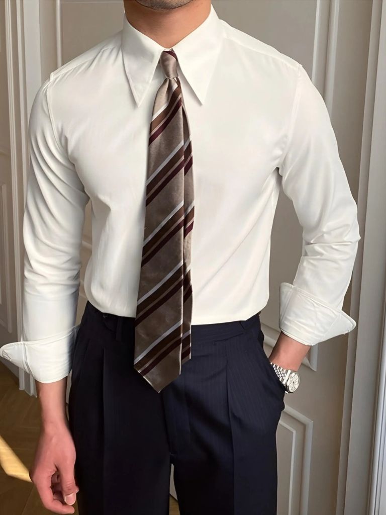 Elegant Spearpoint Collar Shirt - CAAYWORLD CAAYWORLD