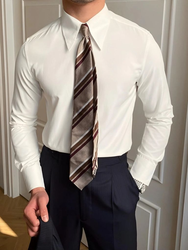 Elegant Spearpoint Collar Shirt - CAAYWORLD CAAYWORLD