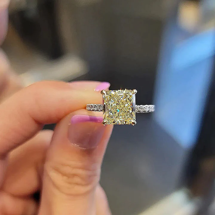 Elegant Radiant Cut Sterling Silver Engagement Ring Shineofdiamond