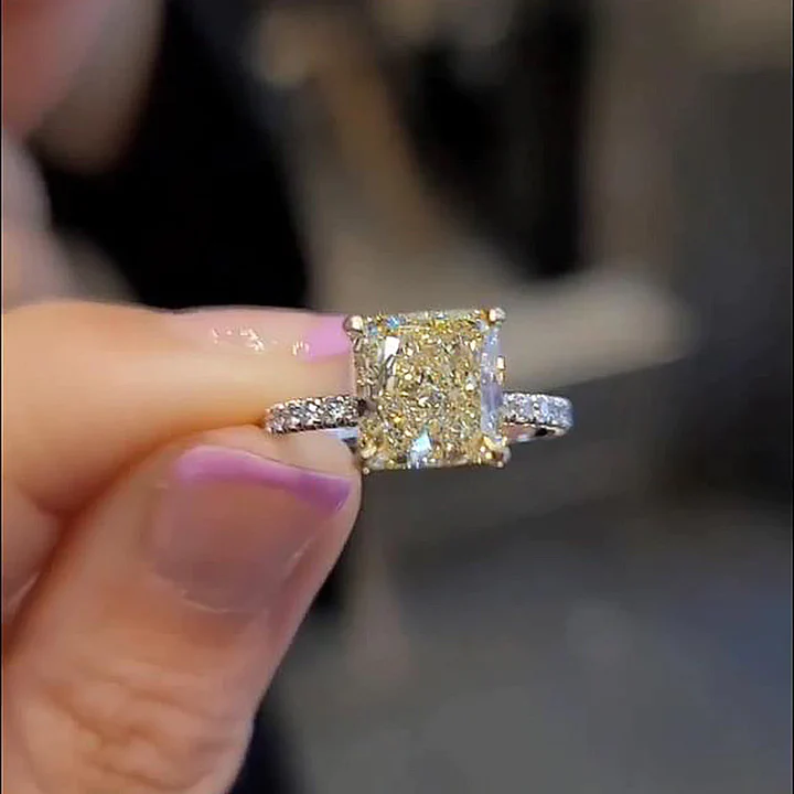 Elegant Radiant Cut Sterling Silver Engagement Ring Shineofdiamond