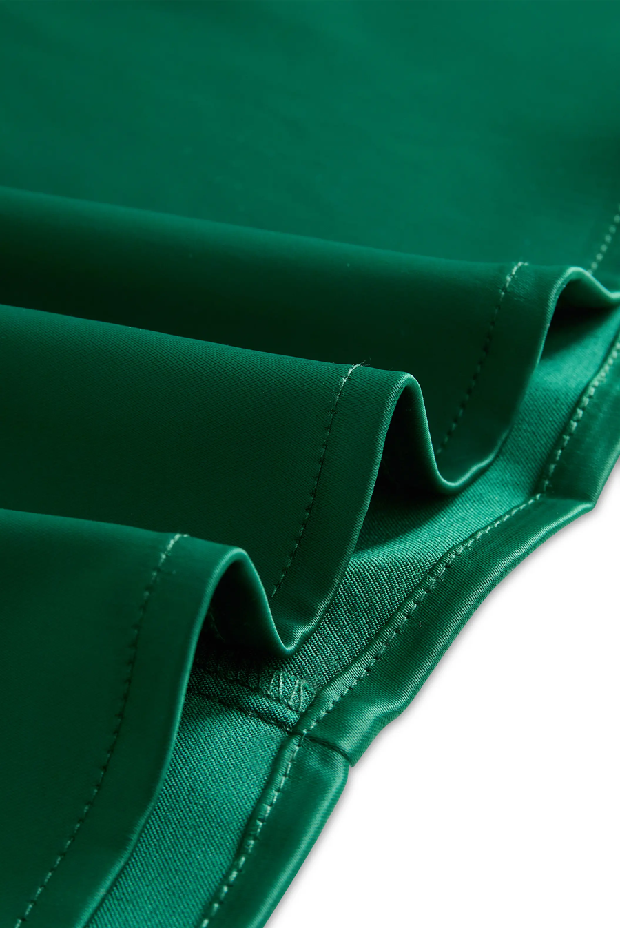 Emerald Satin Deep V-Neck with Lace Trim - Blouse CAAYWORLD