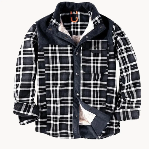 Fleece-Lined Plaid Button-Up - Shirt CAAYWORLD