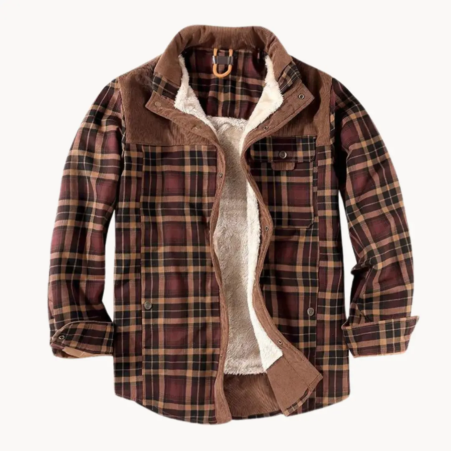 Fleece-Lined Plaid Button-Up - Shirt CAAYWORLD