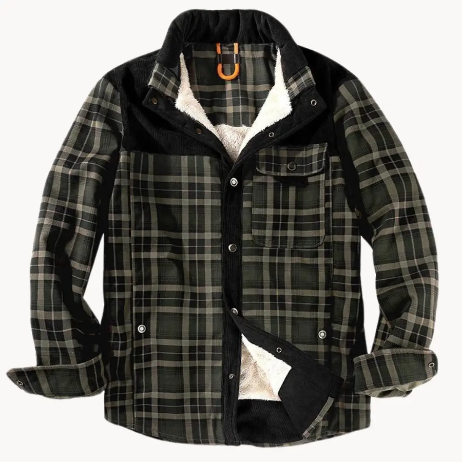 Fleece-Lined Plaid Button-Up - Shirt CAAYWORLD