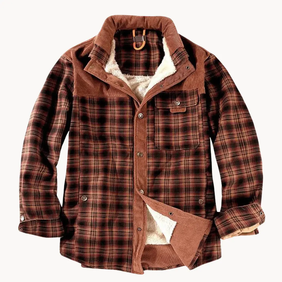 Fleece-Lined Plaid Button-Up - Shirt CAAYWORLD
