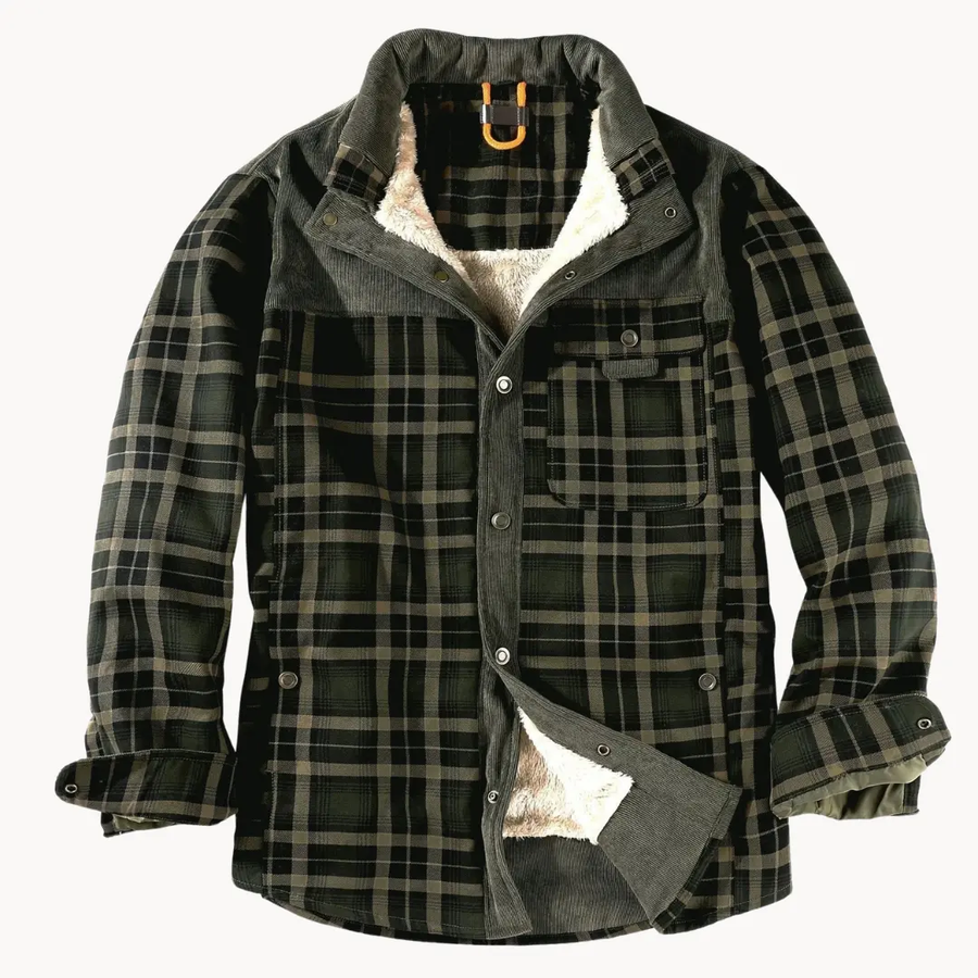 Fleece-Lined Plaid Button-Up - Shirt CAAYWORLD
