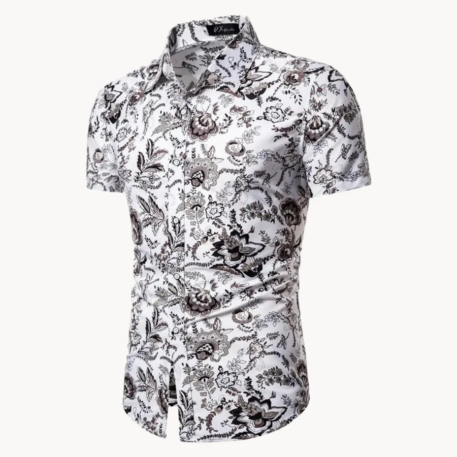 Floral Print Short Sleeve - Polo Shirt CAAYWORLD