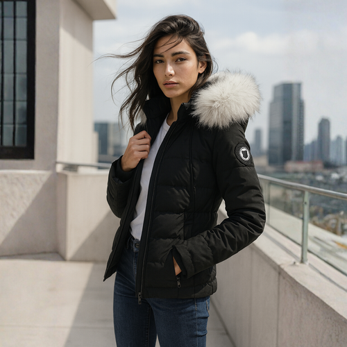 Freya - Heated Women’s Puffer Jacket with Faux Fur Hood CAAYWORLD WOMEN
