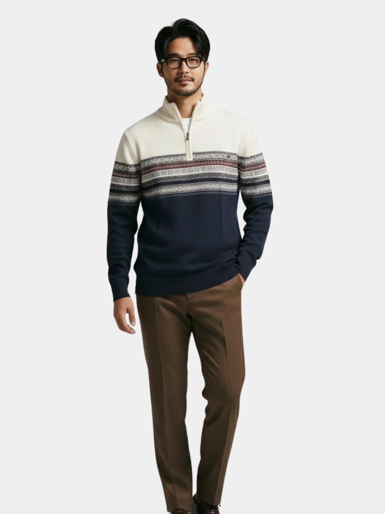 Half Zip Knit Pullover Sweater - CAAYWORLD CAAYWORLD