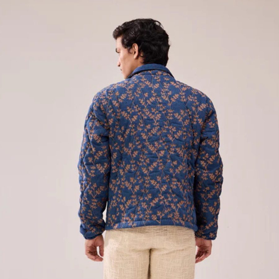 Hamzah - Embroidered Quilted Denim Jacket CAAYWORLD MEN