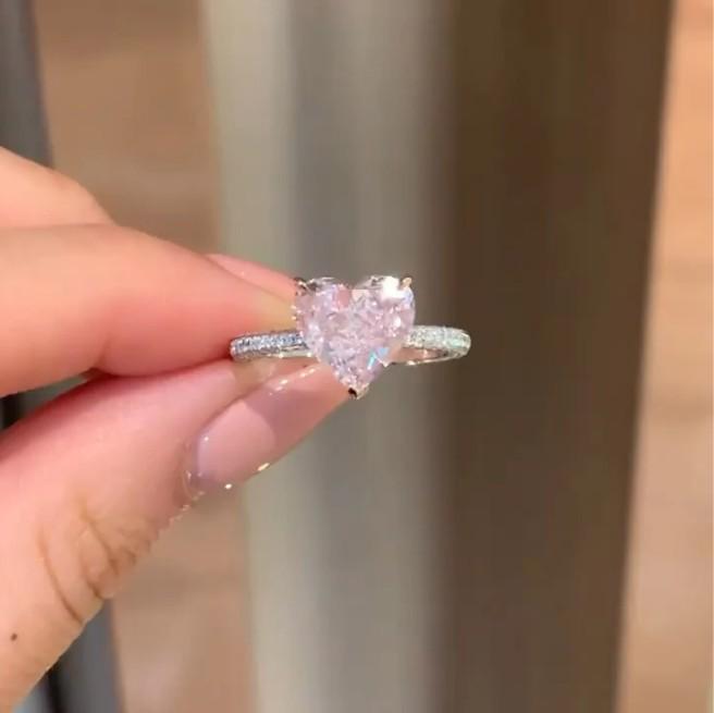 Heart Cut Fancy Pink Engagement Ring Shineofdiamond