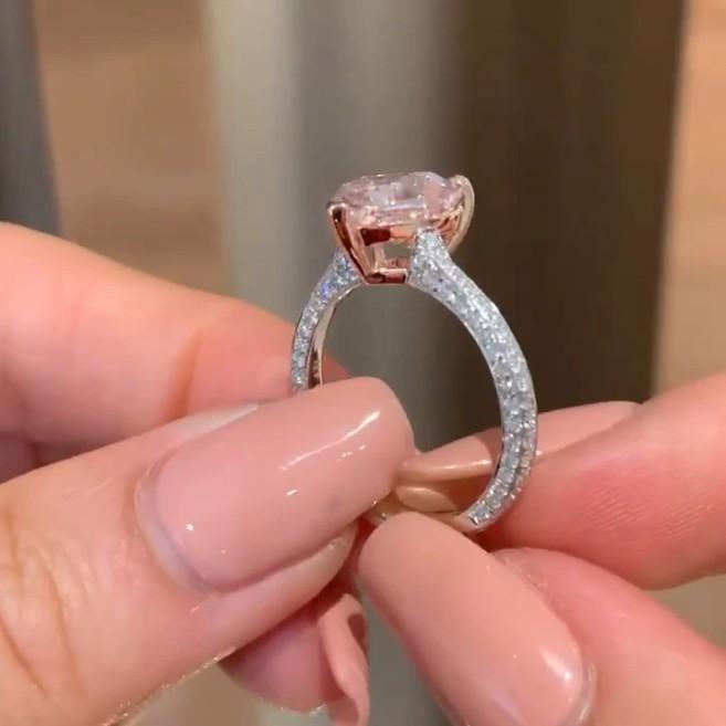Heart Cut Fancy Pink Engagement Ring Shineofdiamond