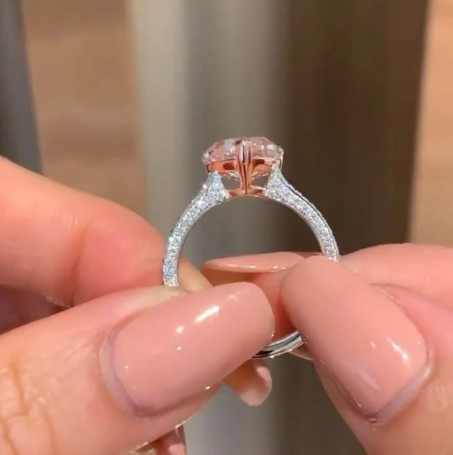 Heart Cut Fancy Pink Engagement Ring Shineofdiamond