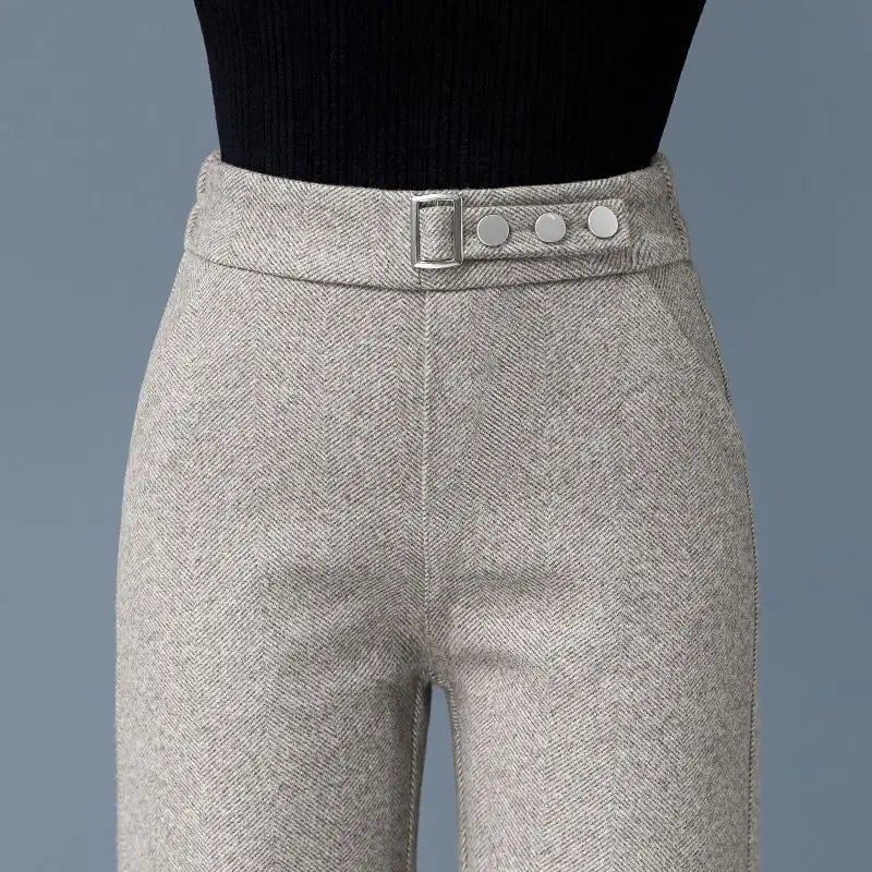 Herringbone Tailored Straight-Leg - Pants CAAYWORLD
