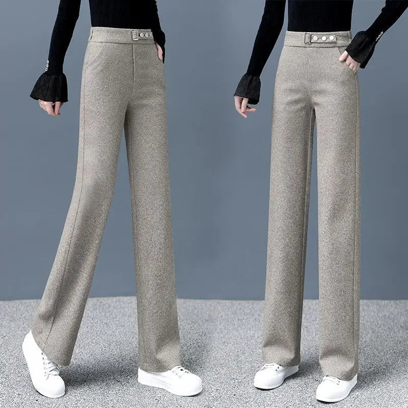 Herringbone Tailored Straight-Leg - Pants CAAYWORLD