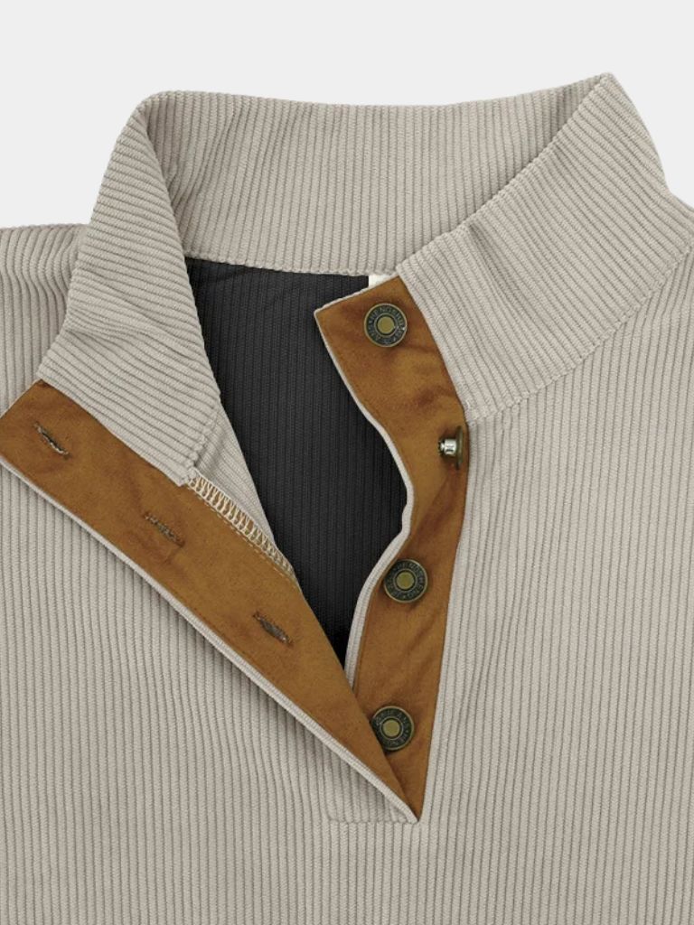 High Collar Corduroy Retro Pullover - CAAYWORLD CAAYWORLD