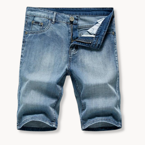 High-Rise Light Wash Frayed Hem - Denim Shorts CAAYWORLD MEN