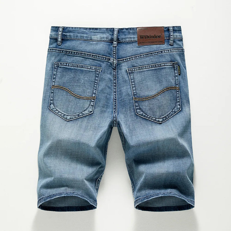 High-Rise Light Wash Frayed Hem - Denim Shorts CAAYWORLD MEN