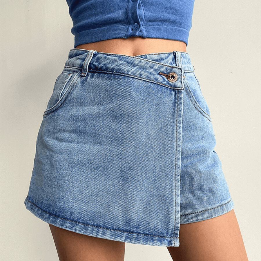High-Waist Denim Mini - Skort CAAYWORLD