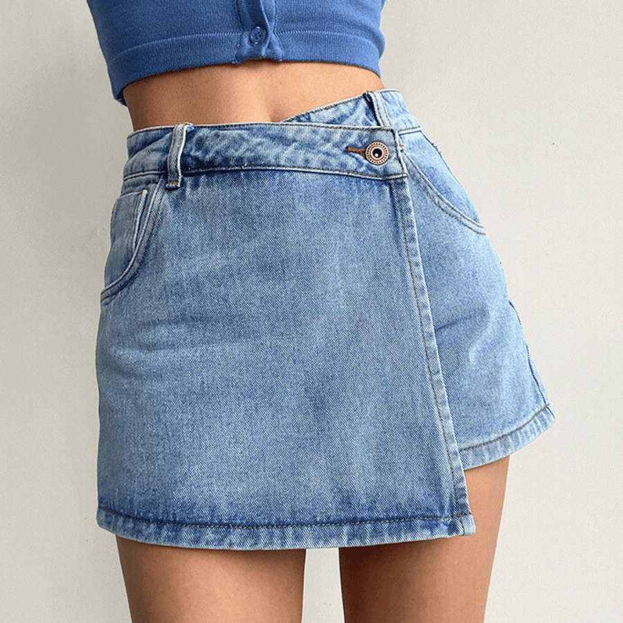 High-Waist Denim Mini - Skort CAAYWORLD