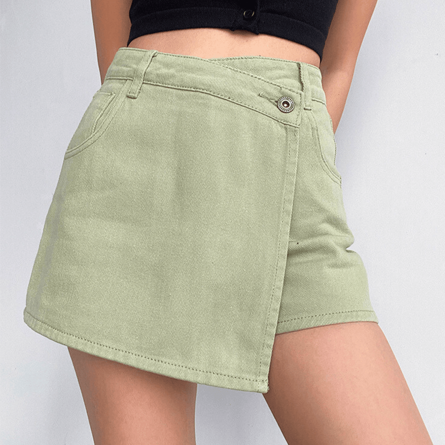High-Waist Denim Mini - Skort CAAYWORLD
